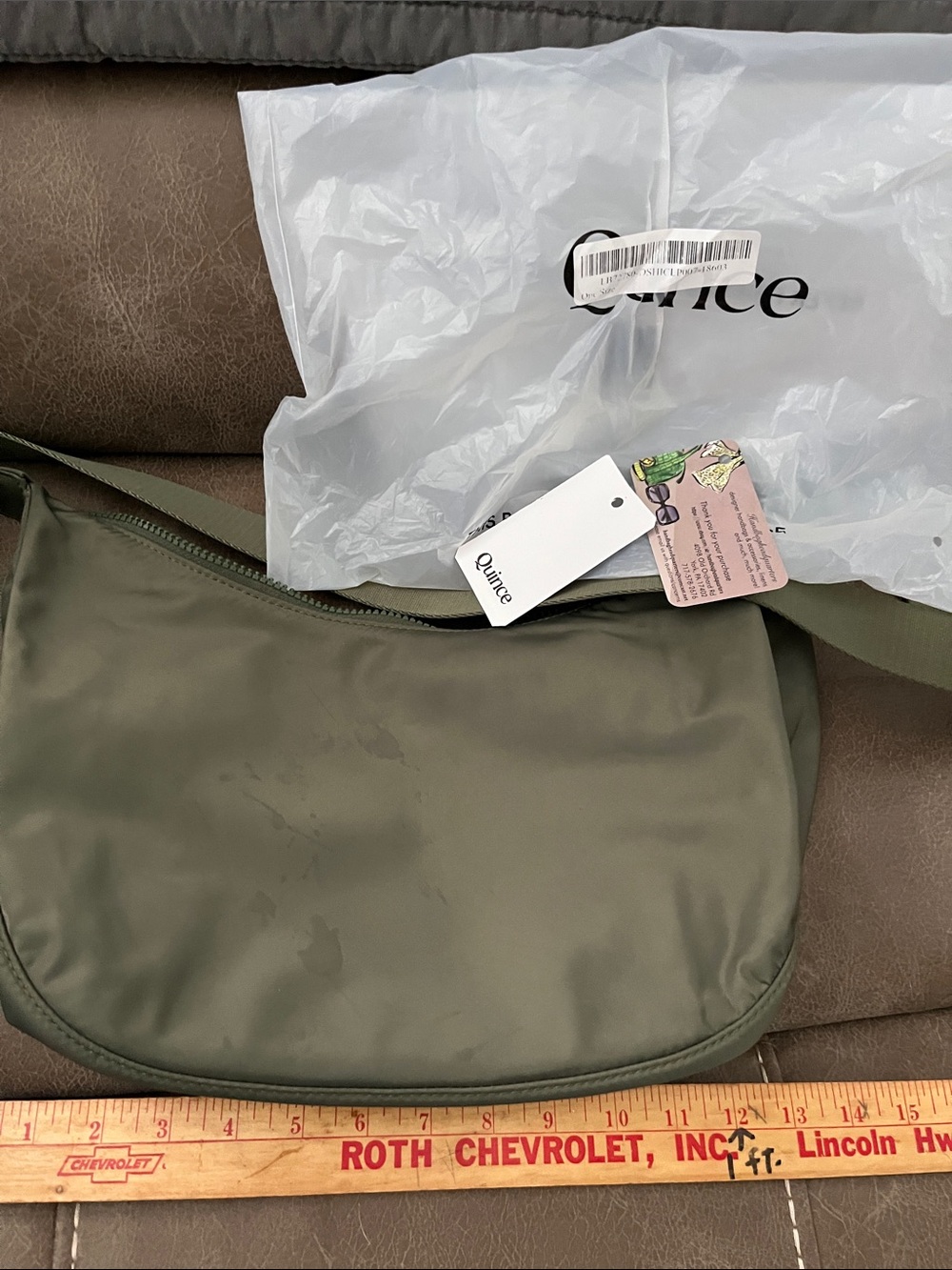 Quince Olive Nylon Shoulder Bag